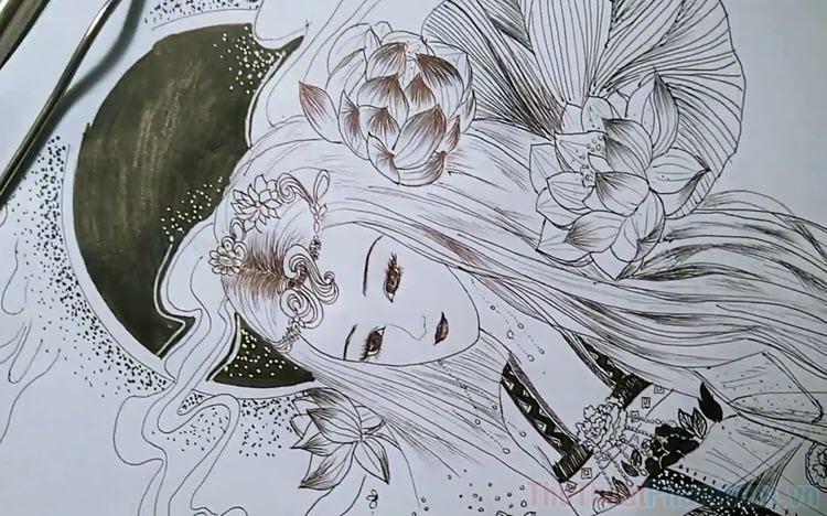 Tranh tô màu anime cổ trang đẹp nhất