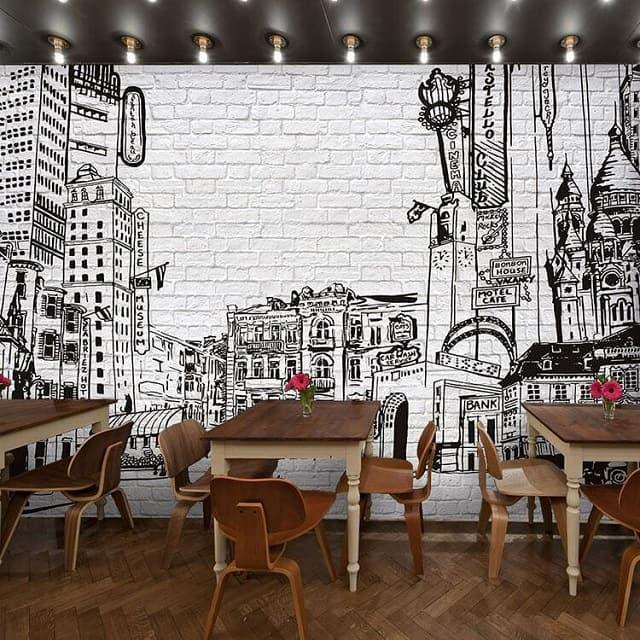 tranh tường quán cafe đen trắng