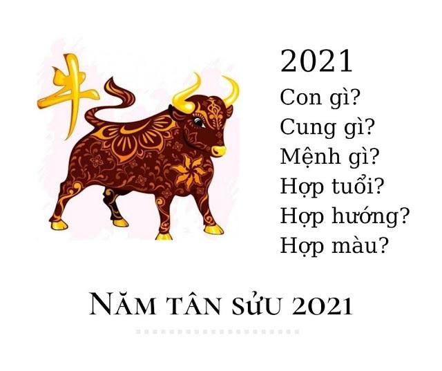 Phong thủy năm Tân Sửu 2021: con gì, cung gì, mệnh gì, hợp tuổi, hợp hướng, hợp màu gì ???