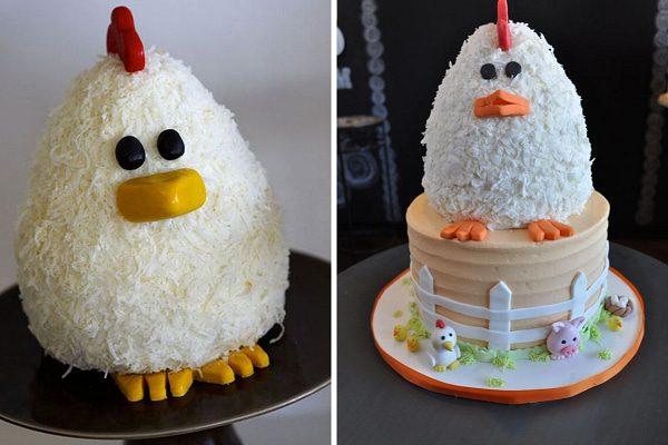 bánh kem con gà đứng