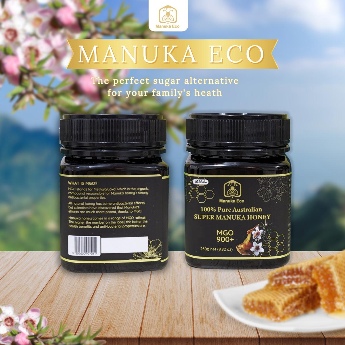 Mật ong Manuka Eco MGO 900 + Tăng đề kháng, cải thiện hệ tiêu hoá (độ kháng khuẩn cao, dùng cho điều trị) - Nhập khẩu chính hãng từ Australia