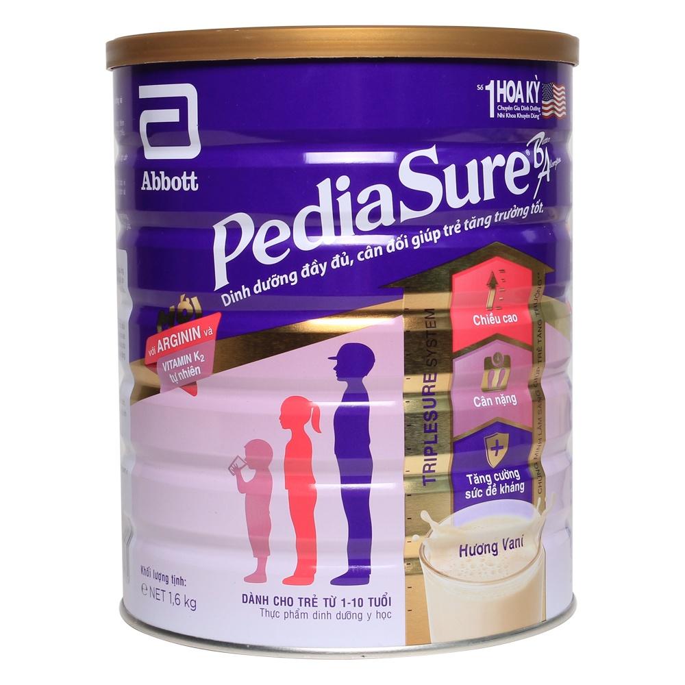 Sữa PediaSure BA 1600g vị vani ít ngọt cho bé 1-10 tuổi (Bao bì mới)
