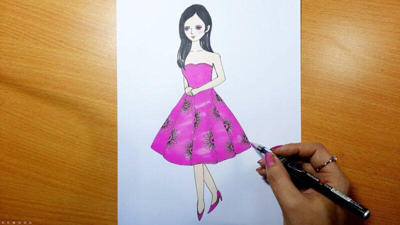 cách vẽ cô gái bước 1