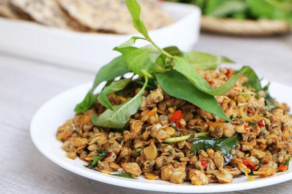 hến xào sả ớt cay