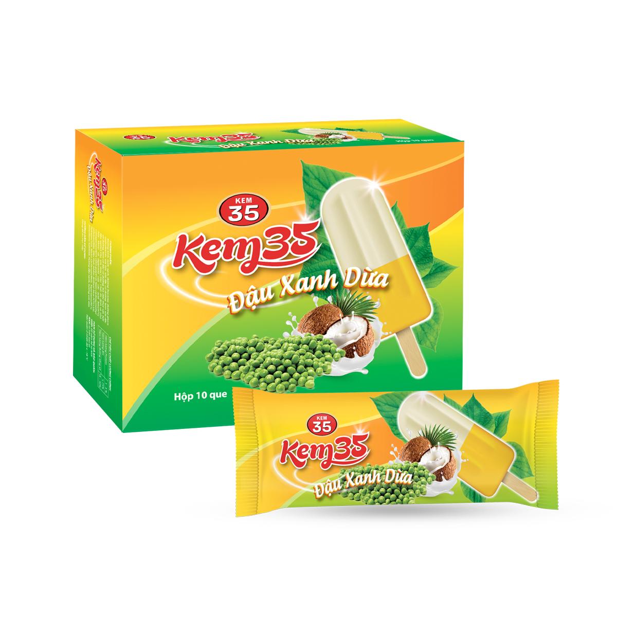 Kem 35 Đậu xanh Dừa 10 chiếc/hộp - Kem Hùng Linh