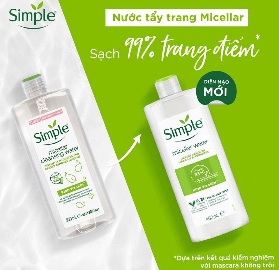 Nước tẩy trang Simple Kind To Skin Micellar Cleansing Water