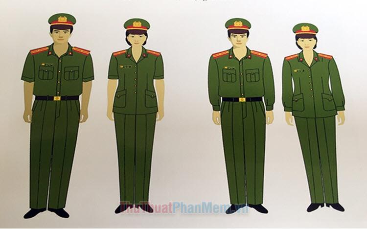 Chú công an chờ bé tô màu