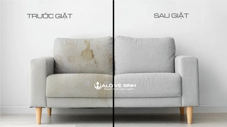 Chất lượng sau khi giặt ghế sofa vải tại nhà khách hàng Alo Vệ Sinh