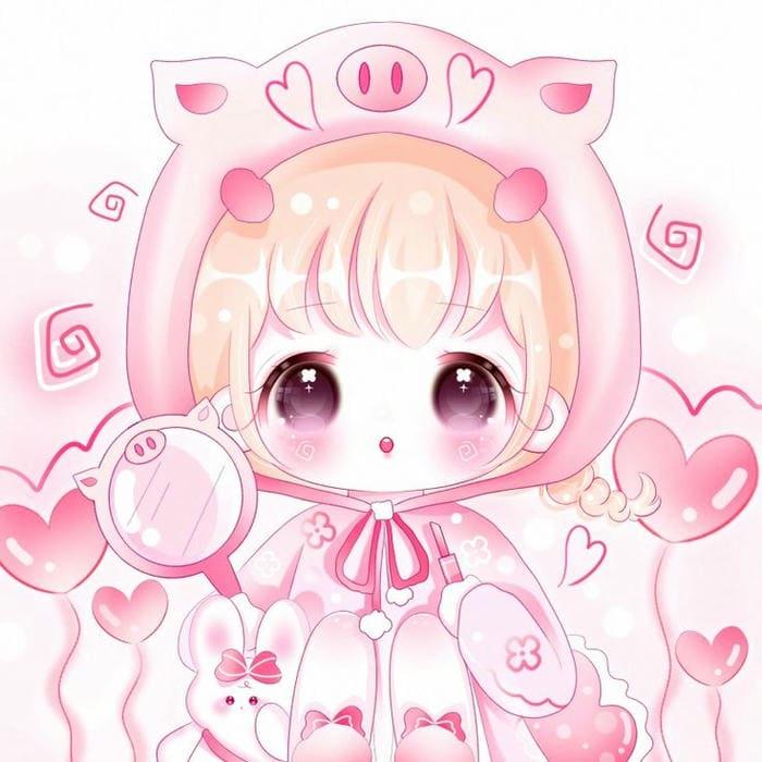 Ảnh anime chibi heo hồng đáng yêu