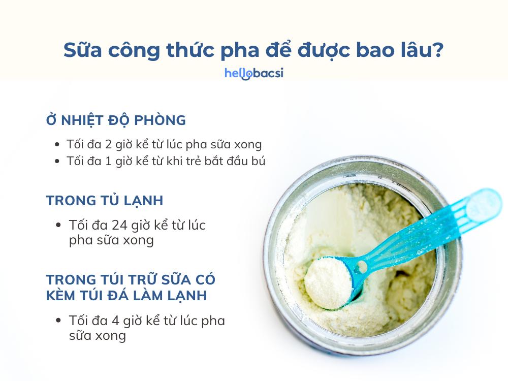 Sữa công thức pha để được bao lâu