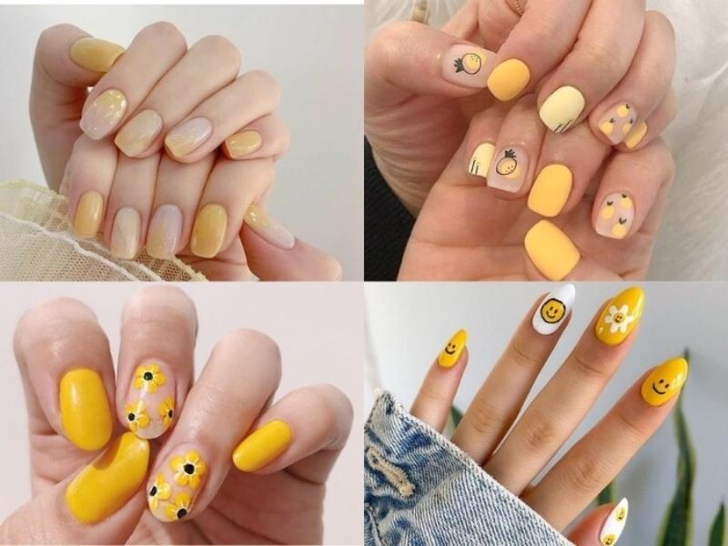 Mẫu nail màu vàng