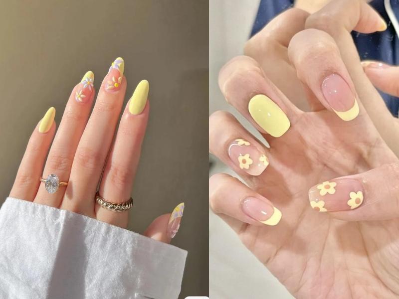 Mẫu nail màu vàng nhạt