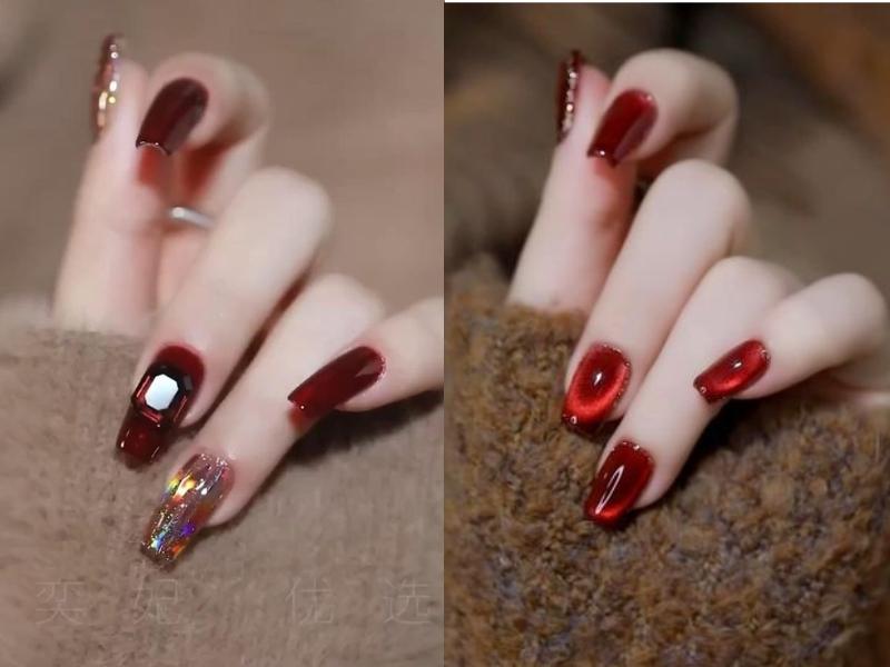 đặc điểm mẫu nail màu đỏ rượu