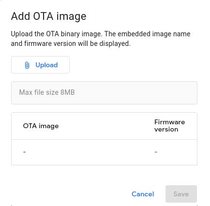 Hộp thoại tải hình ảnh OTA lên Matter