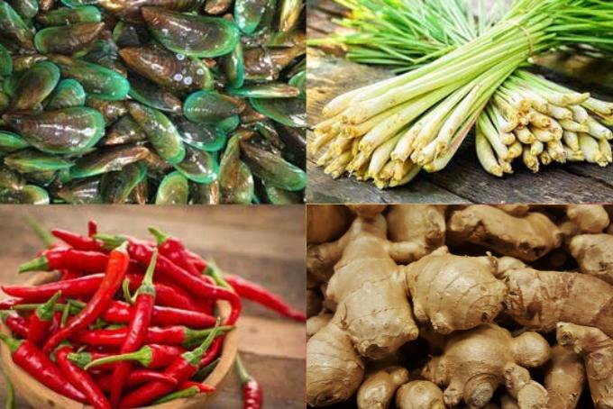 Nguyên liệu làm vẹm xanh hấp sả