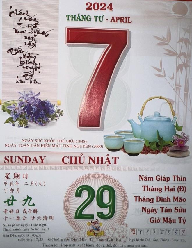 Xem lịch âm - Lịch vạn sự hôm nay ngày 7 tháng 4 năm 2024 tốt hay xấu?