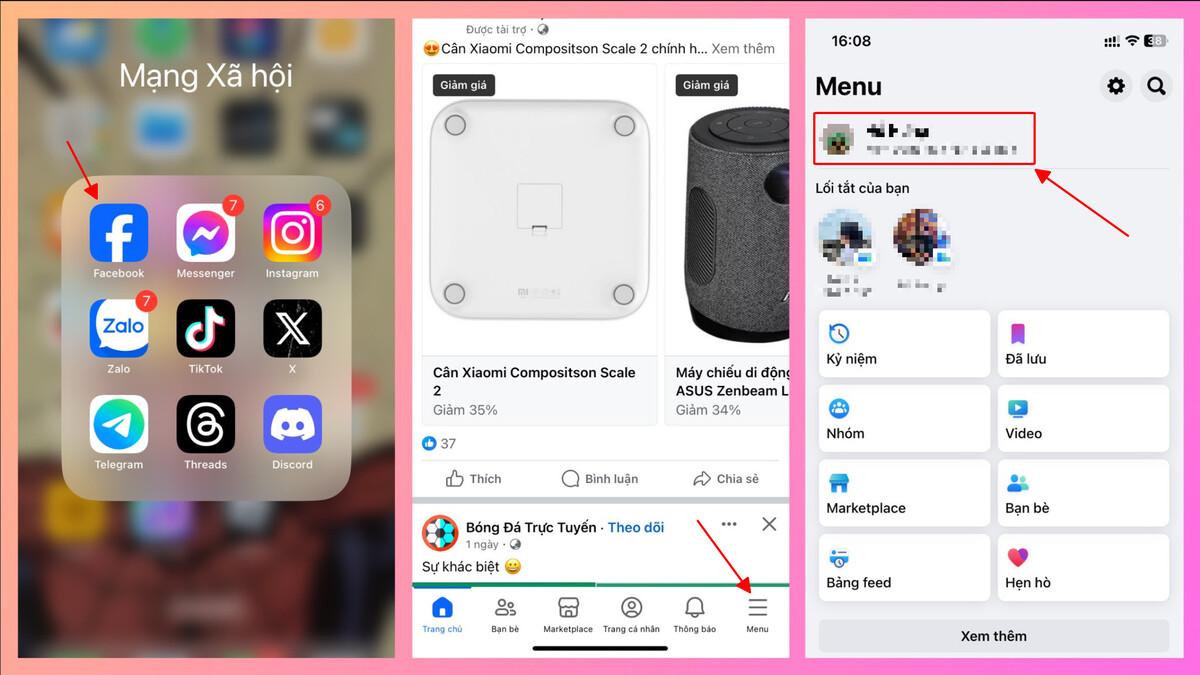 Cách xóa ảnh bìa Facebook bằng điện thoại bước 2