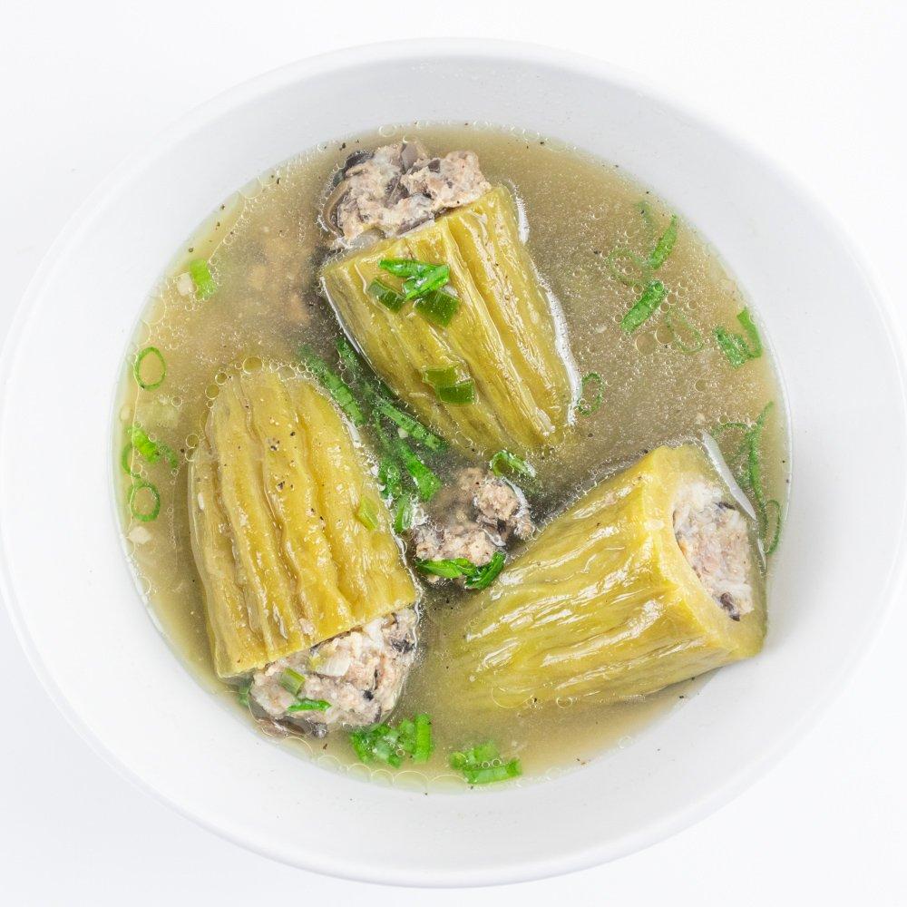 Vietnamese Stuffed Bitter Melon Soup (Canh Khổ Qua Nhồi Thịt)
