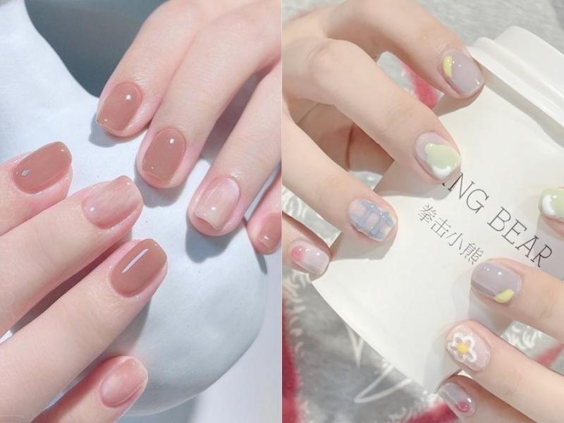 mẫu nail học sinh màu nhạt
