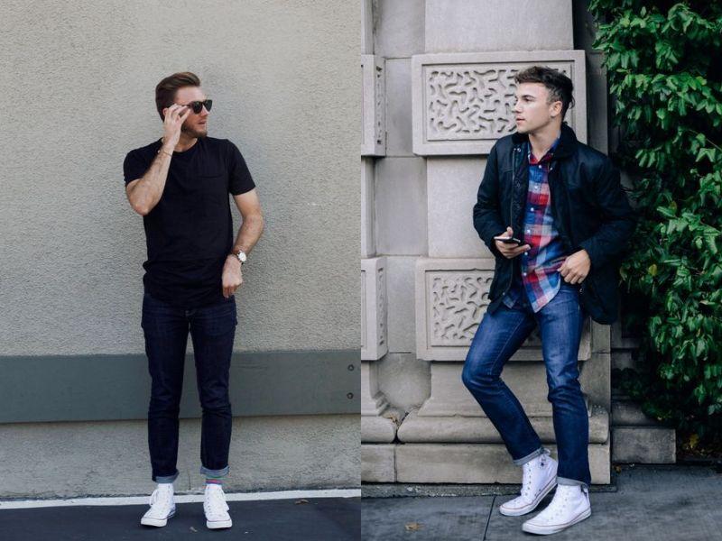 Quần xắn gấu mix với giày Converse cổ cao là một trong những xu hướng thời trang hot