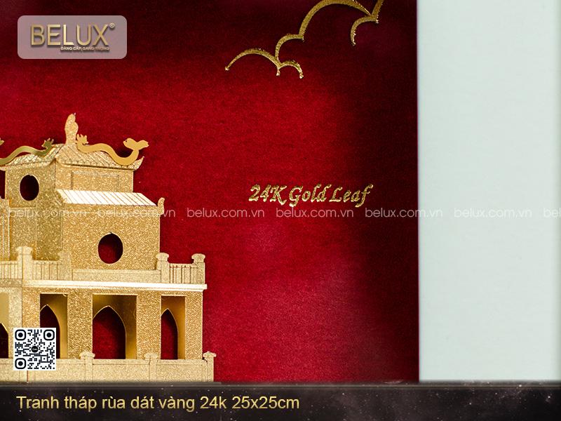 Tranh Tháp Rùa Dát Vàng 24k 25x25cm