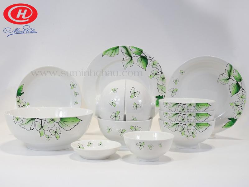 Bộ 12 Sản Phẩm Bát Đĩa Minh Châu Vẽ Hoa Nho