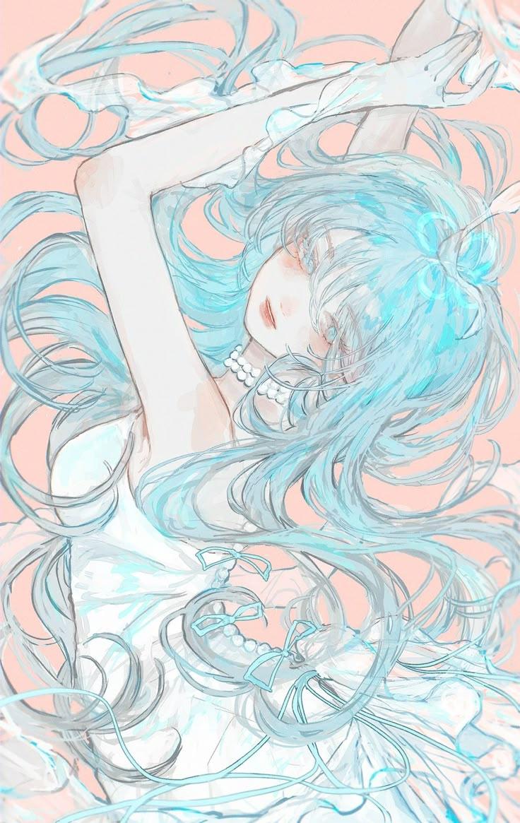 Tóc anime nữ xoăn sóng nước - Kiểu tóc nhẹ nhàng nhưng đầy ấn tượng.