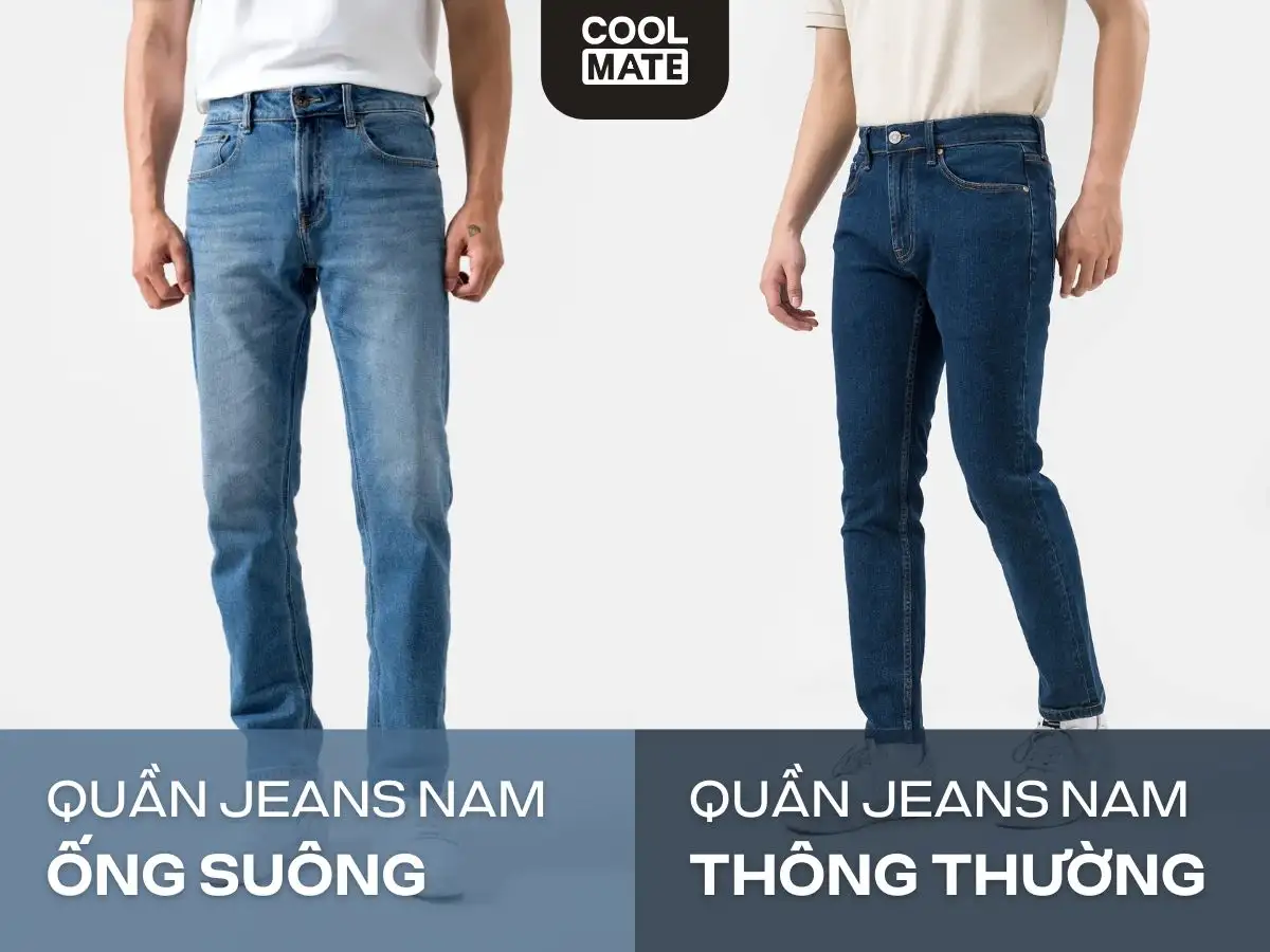 Quần jean ống suông sẽ có ống đứng và rộng hơn quần jean thông thường