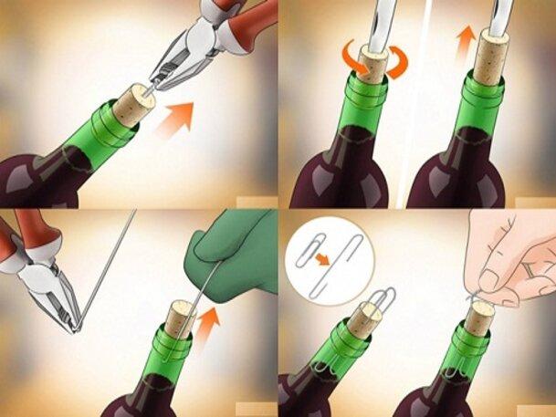 cách mở nắp rượu vang không cần dụng cụ