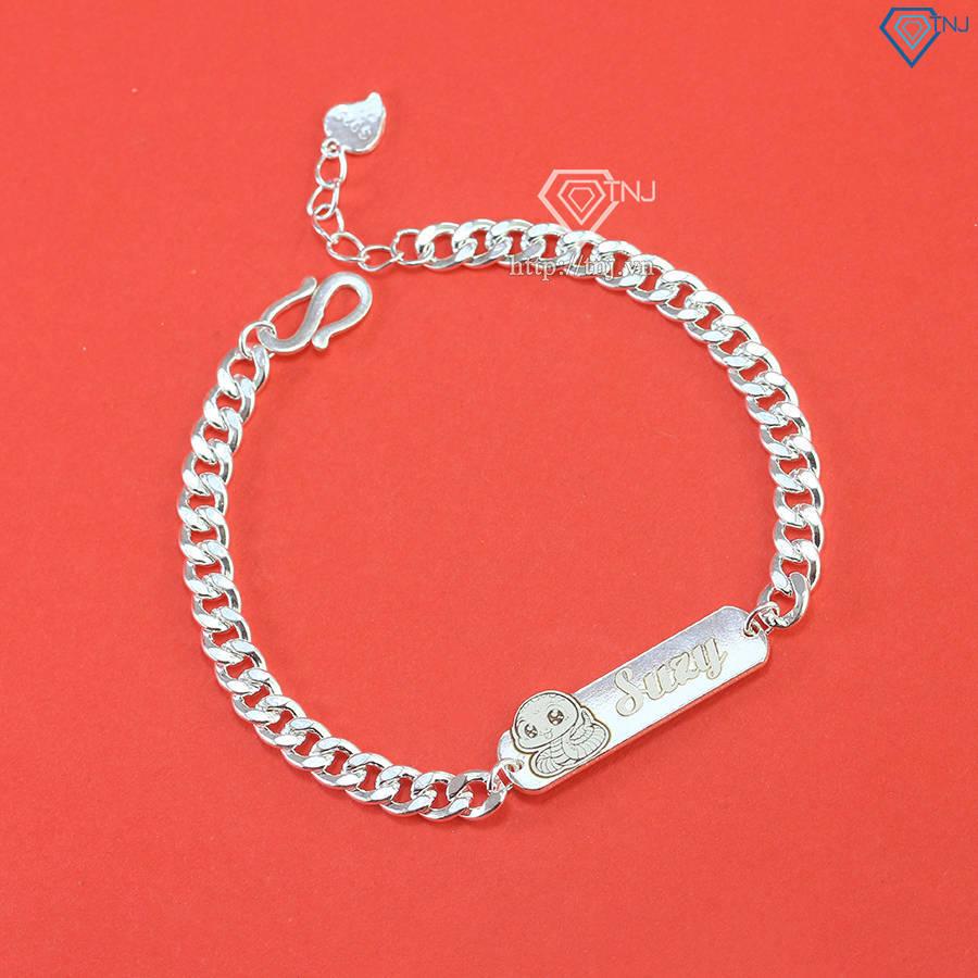 Lắc bạc cho bé khắc tên hình con rắn đẹp LTT0177