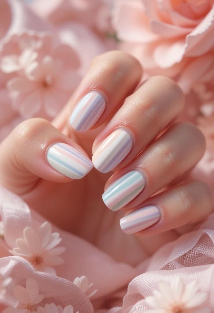 những mẫu nail kẻ caro và nail kẻ sọc