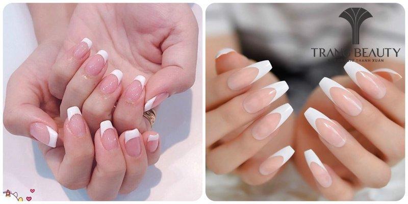 mẫu nail sơn đầu móng trắng