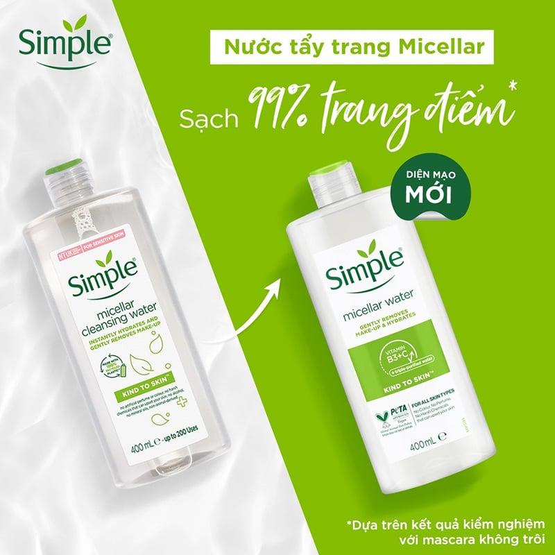 Nước Tẩy Trang Lành Tính Simple Kind To Skin Micellar Cleansing Water 400ml