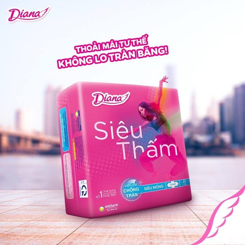 Băng Vệ Sinh Diana Siêu Thấm Siêu Mỏng Có Cánh - 8 Miếng