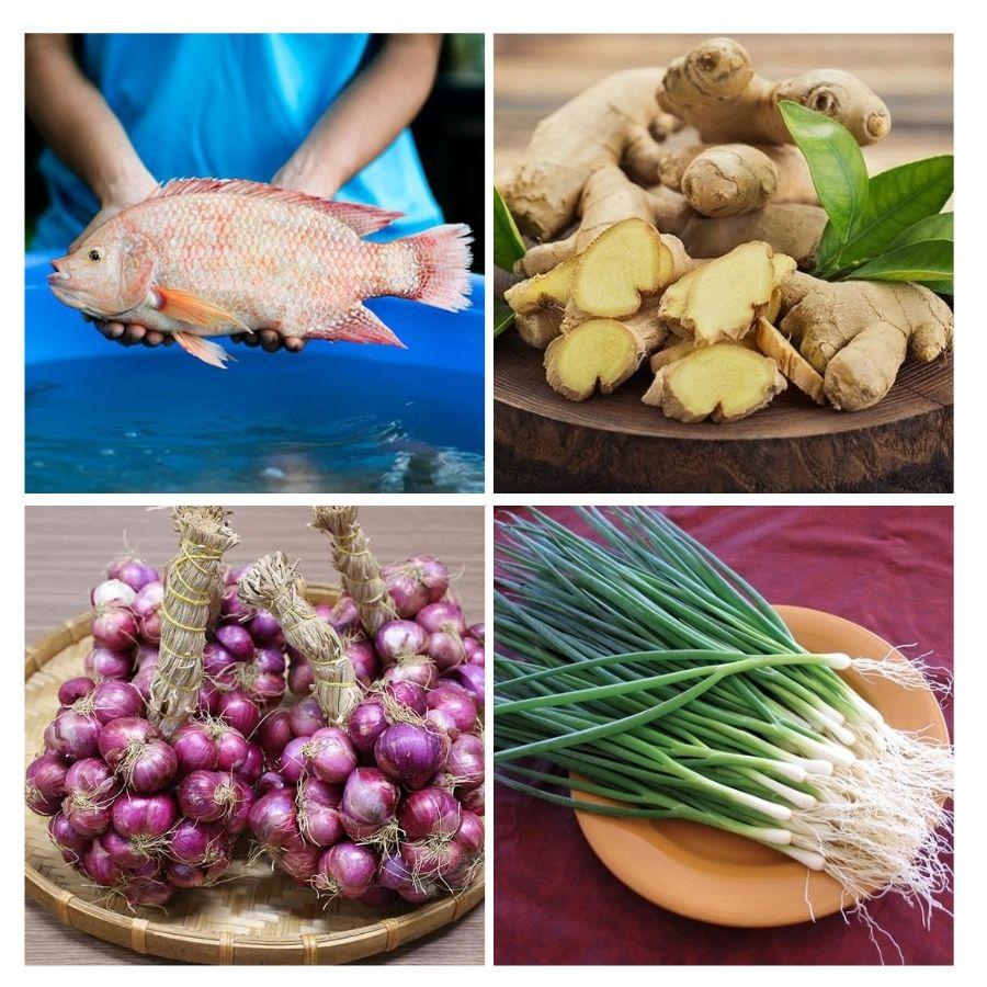 Thành phần nguyên liệu cần chuẩn bị cho món cá diêu hồng hấp xì dầu