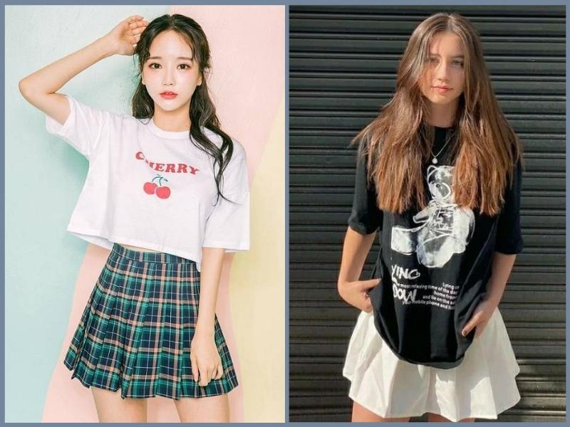 phối đồ với chân váy xếp ly ngắn