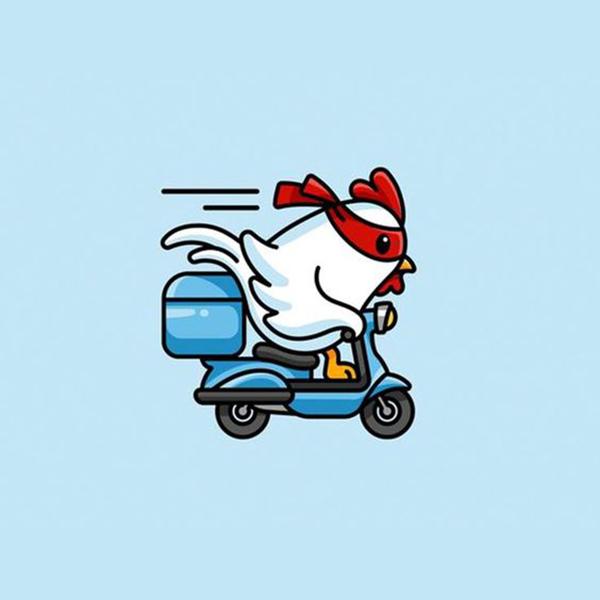 Logo áo lớp con gà đi xe siêu đáng yêu
