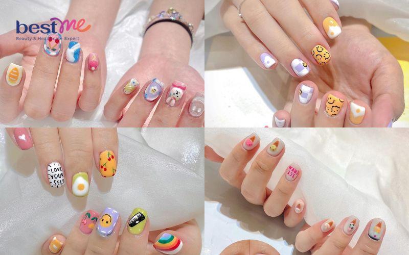 Một số mẫu vẽ móng tay dễ thương với tone màu pastel xinh xắn